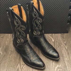 Tony Lama 8410 Black Smooth Ostrich Boots size 11
